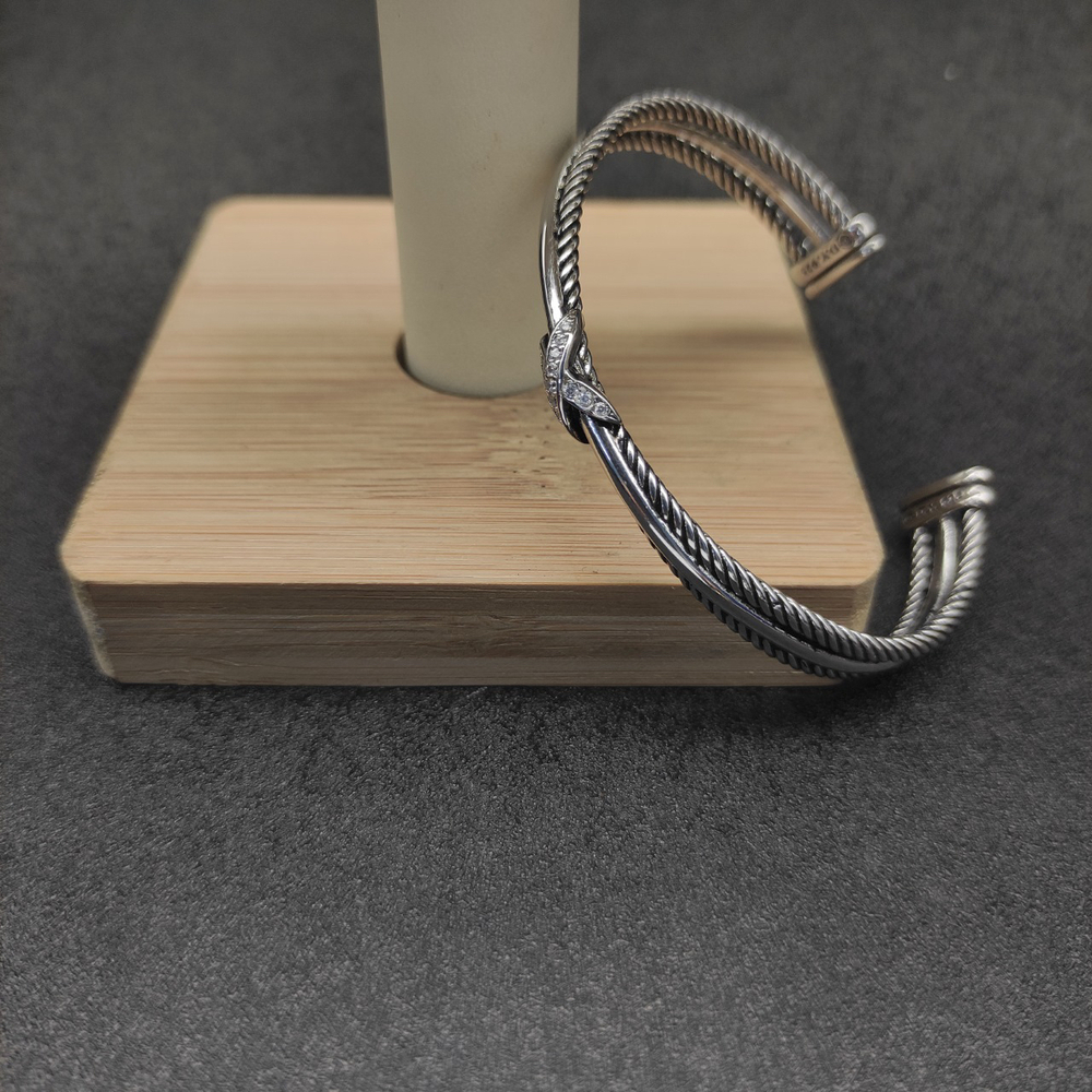 David Yurman Triple-Thread Crossover Diamond Bracelet - Picture 8 of 9